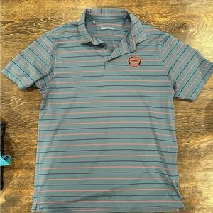 Men's Blue Striped Polo Shirt
